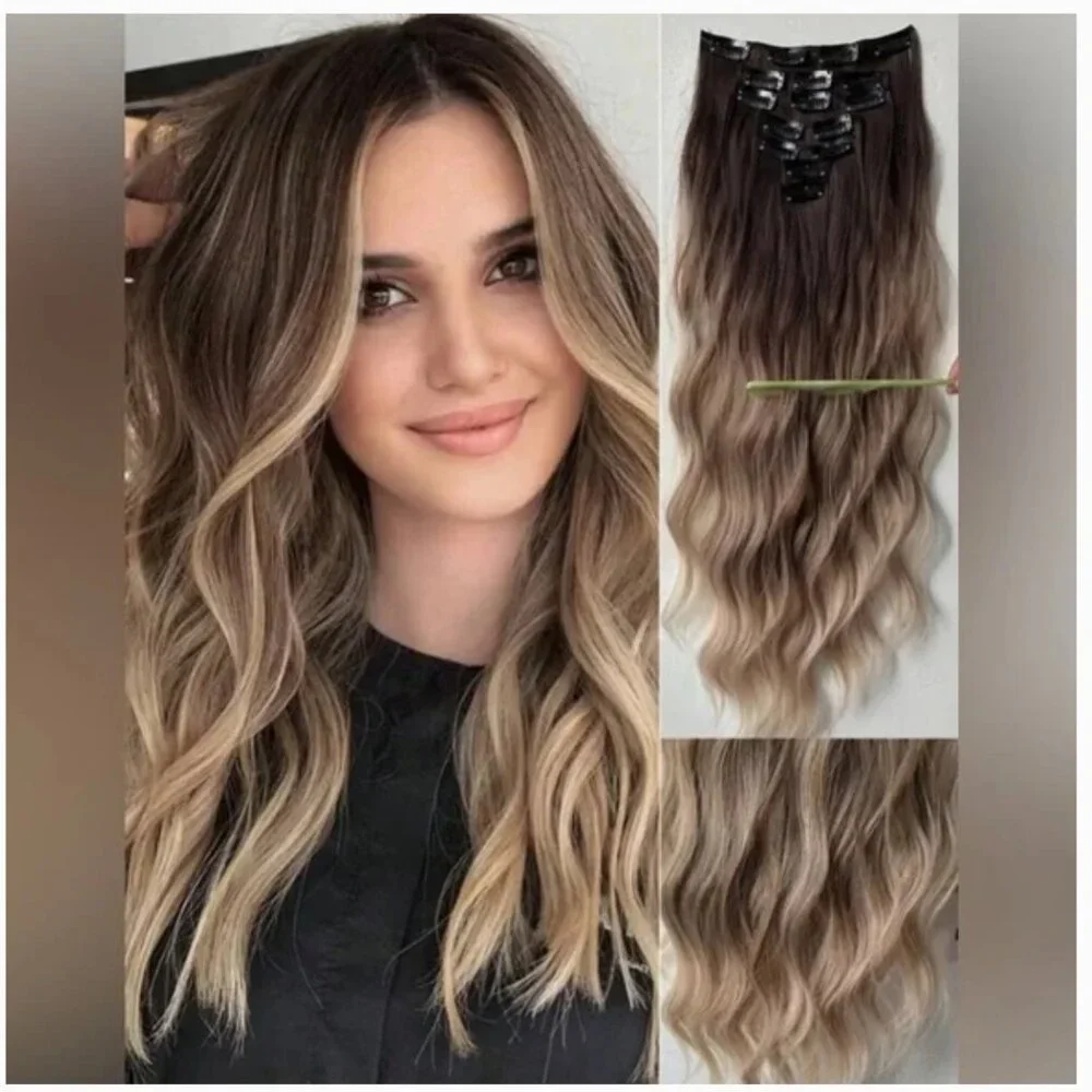 Soft Vanilla Balayage Blonde  Hair extensions  - Clip ins - Picture 4 of 6